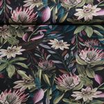 Baumwoll-Canvas - Digitaldruck Passionsblumen Schwarz