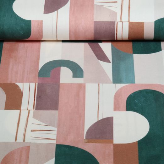 Baumwoll-Canvas - Digitaldruck Retrolook Multicolor