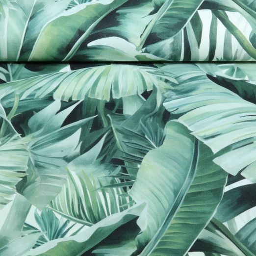 Toile de coton - Impression numérique Feuilles de la jungle Vert