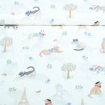 Popeline de coton - Impression numérique Paris Chats Blanc