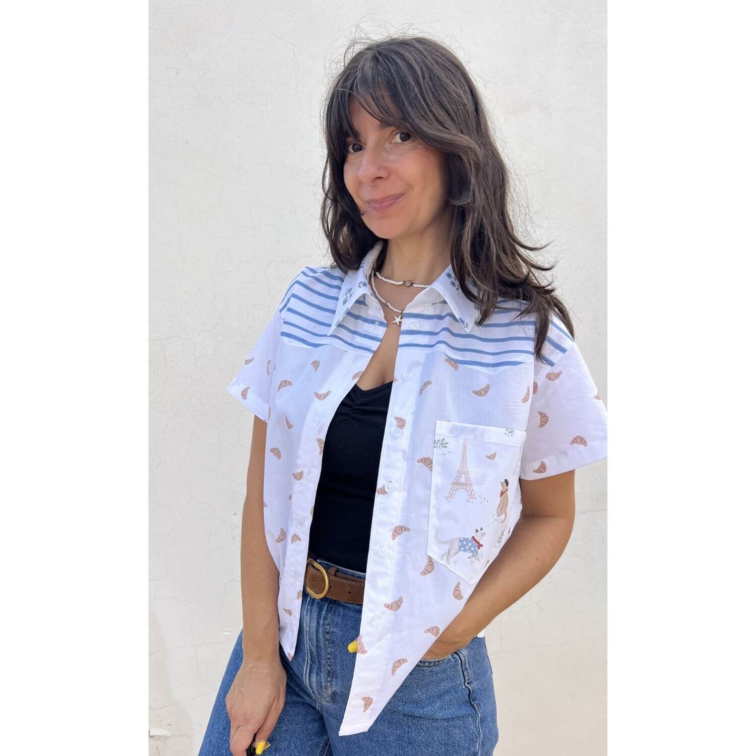 Baumwoll-Popeline - Digitaldruck Paris Croissants Weiß-2 Baumwoll-Popeline - Digitaldruck Paris Croissants Weiß-2