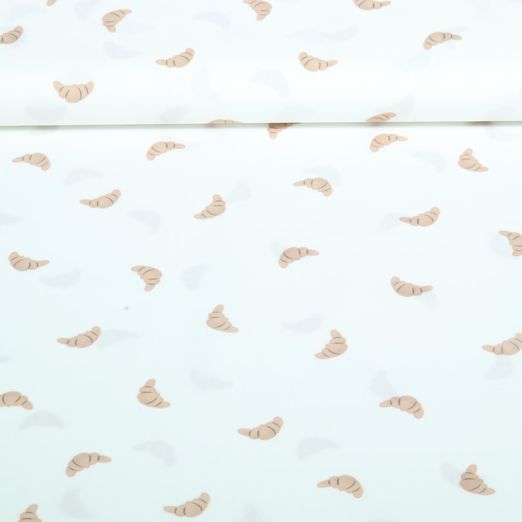 Baumwoll-Popeline - Digitaldruck Paris Croissants Weiß