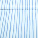 Popeline de coton - Impression numérique Paris Rayures Blanc Bleu
