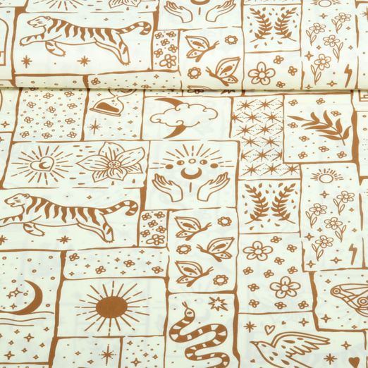 Baumwoll-Popeline - Boho Ecru