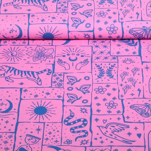 Baumwoll-Popeline - Boho Hortensie