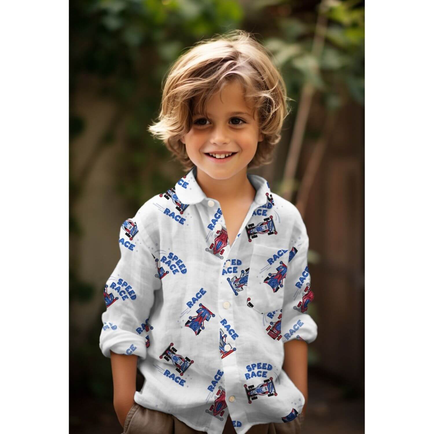 Baumwoll-Popeline - Digitaldruck Rennwagen Weiß-1 Baumwoll-Popeline - Digitaldruck Rennwagen Weiß-1