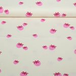 Bio Baumwoll-Popeline Natural  - Himbeeren Natur Fuchsia