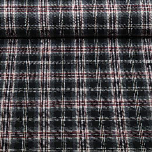 Hemdenstoff - Holzfällerkaro Schwarz Angeraut Garngefärbt