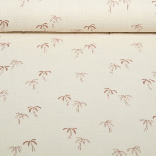 Bio Musselin Natural - Palmen Natur