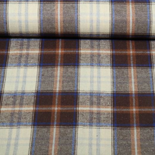 Hemdenstoff - Holzfällerkaro Beige Angeraut Garngefärbt