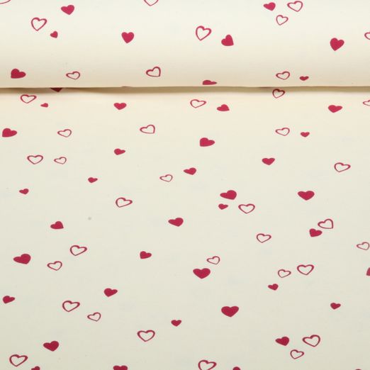 Bio Jersey Natural - Herzen Natur Rot