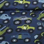 Popeline de coton - Impression numérique Monstertrucks Bleu marine