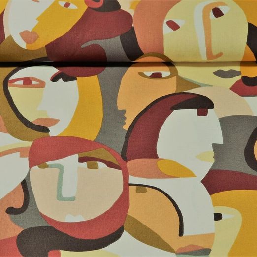 Beschichtete Baumwolle - Gesichter Multicolor Beschichtete Baumwolle - Gesichter Multicolor