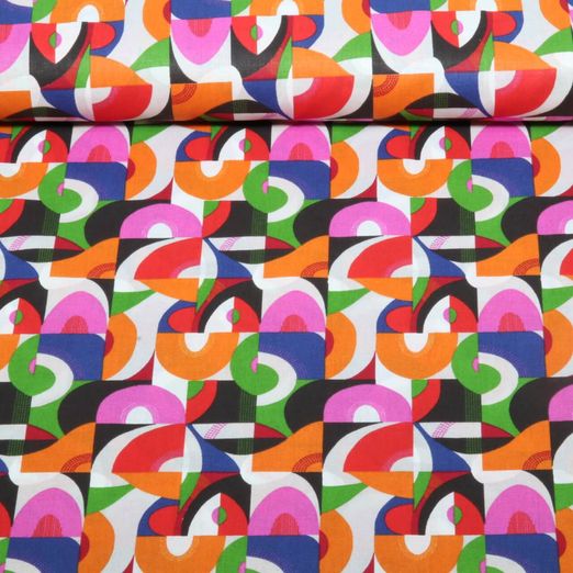 Baumwoll-Webware - Kleines Retromuster Multicolor