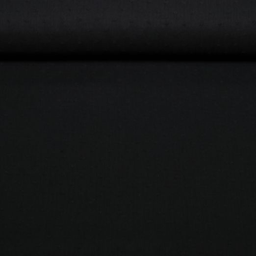 Baumwoll Musselin Dobby Punkte - Uni Schwarz