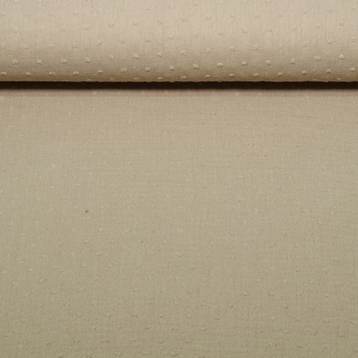 Baumwoll Musselin Dobby Punkte - Uni Kamel