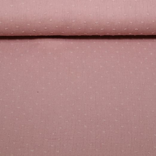 Baumwoll Musselin Dobby Punkte - Uni Altrosa
