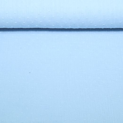 Baumwoll Musselin Dobby Punkte - Uni Hellblau