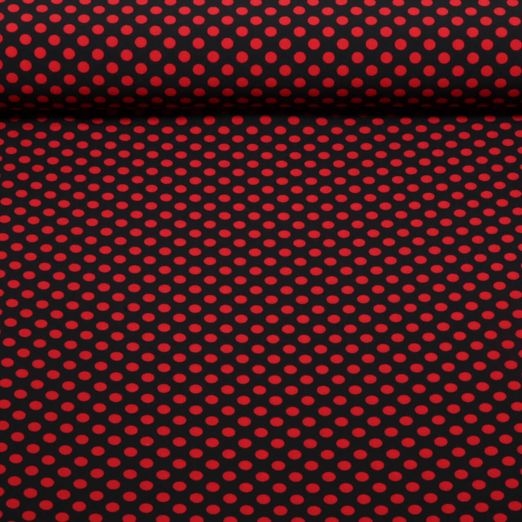 Chiffon - Punkte Polka Dots Schwarz Rot
