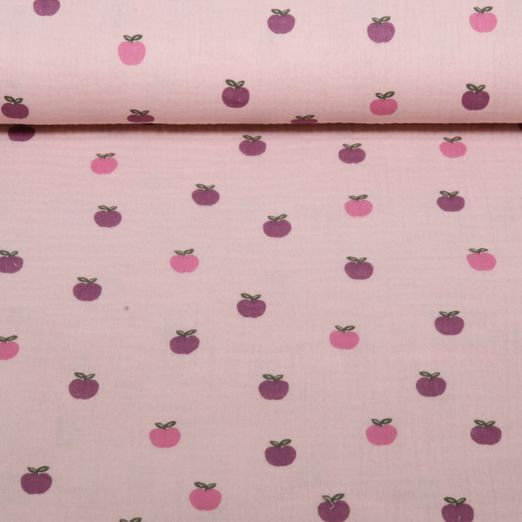 Baumwoll Musselin - Äpfel Rosa
