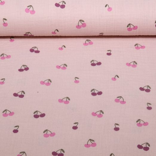 Baumwoll Musselin - Kirschen Rosa