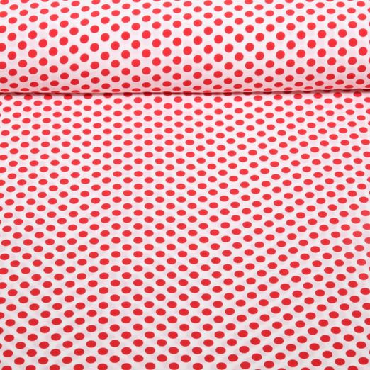 Chiffon - Punkte Polka Dots Weiß Rot