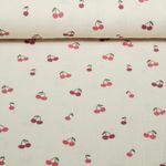Baumwoll Musselin - Kirschen Natur