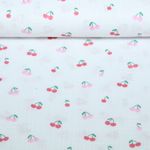Baumwoll Musselin - Kirschen Weiß