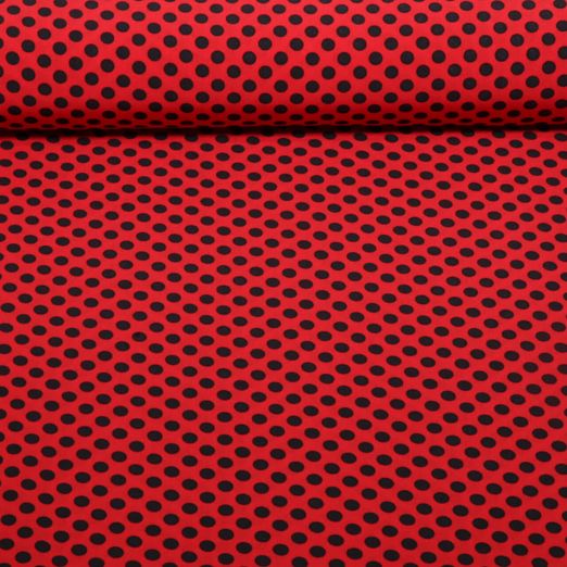 Chiffon - Punkte Polka Dots Rot Schwarz