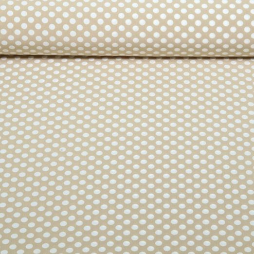 Chiffon - Punkte Polka Dots Beige Weiß