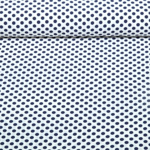 Chiffon - Punkte Polka Dots Weiß Marine