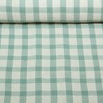 Leinen Musselin - Karo Ecru Grün Garngefärbt