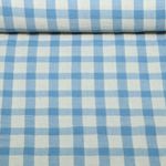 Lin Gaze de coton - Carreaux Ecru Bleu Teinté dans la masse