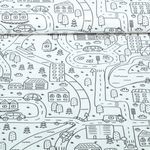 Baumwoll-Popeline - Ausmalstoff Straßenverkehr Weiß