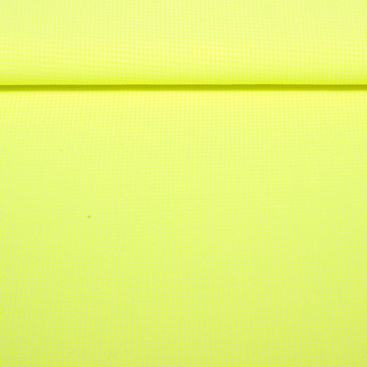 Seersucker Popeline - Vichy Karo Neon Gelb