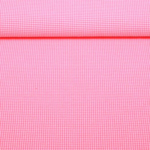 Seersucker Popeline - Vichy Karo Neon Rosa