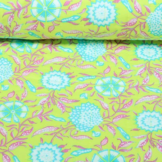 Gesteppter Jackenstoff - Doubleface Blumen & Ornamente Gelb Wattiert