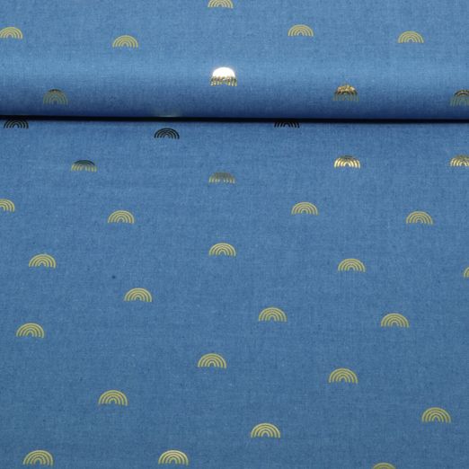 Blusenjeans - Foil Print Regenbogen Hellblau