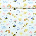 Baumwoll-Popeline - Kindermalerei Tiere Weiß