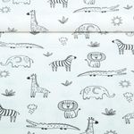 Popeline de coton - Tissu à colorier Animaux sauvages Blanc