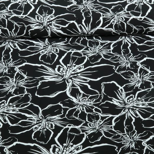 Viskose - Blüten Schwarz EcoVero