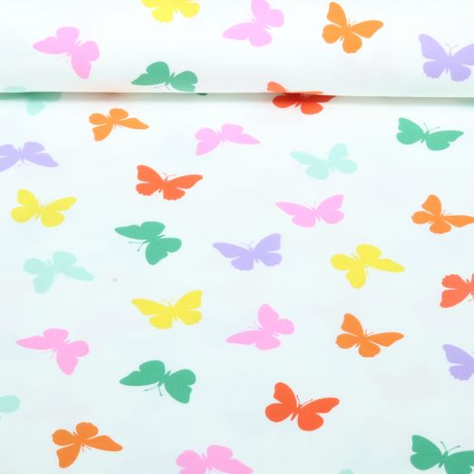 Jersey - Bunte Schmetterlinge Weiß