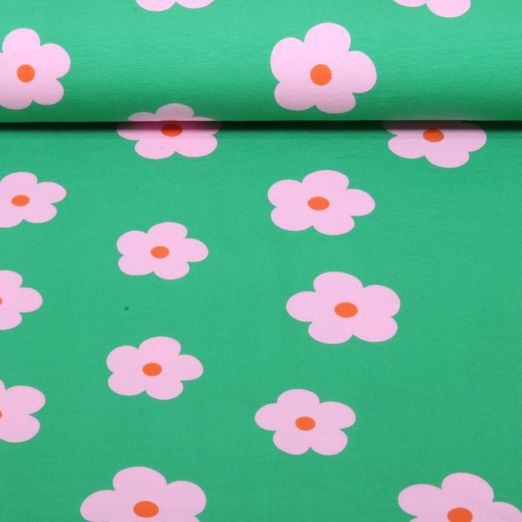 Jersey - Blumen Grün