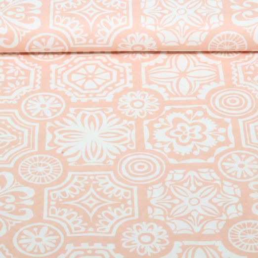 Baumwoll-Cretonne - Ornamente Blumen Rose