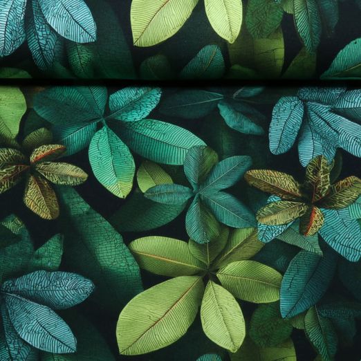 Sommersweat - French Terry Digitaldruck Blätter Grün Angeraut