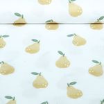 Baumwoll Musselin - Digitaldruck Kleine Birnen Weiß