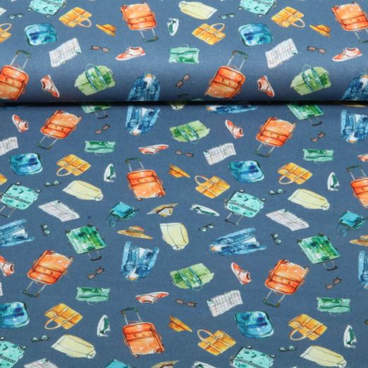 Baumwoll-Cretonne - Reisegepäck Jeansblau