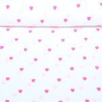 Baumwoll-Musselin - Double Gauze Herzen Neon Bestickt Weiß