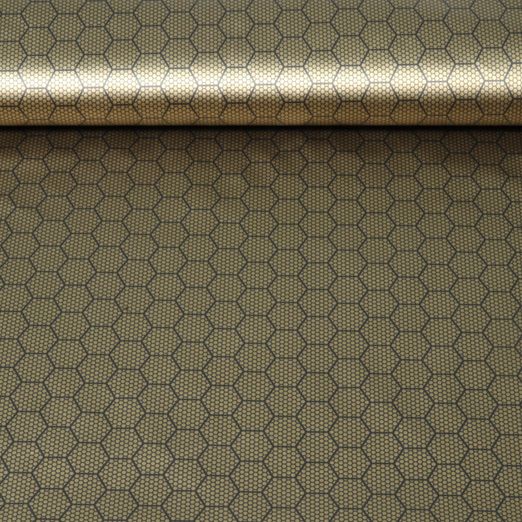 Thermo Futterstoff - Reflektierend Isolierend Waben Gold Schwarz