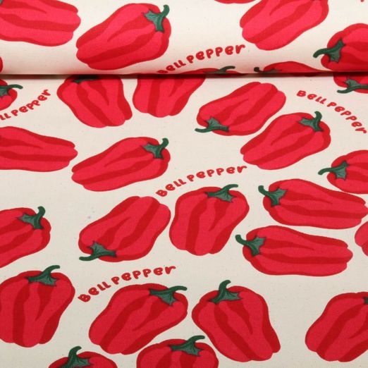 Baumwoll-Canvas - Leinenlook Paprika Natural